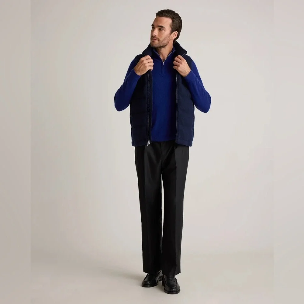 Quince Men's Mongolian Cashmere Puffer Vest Outerwear Blue L